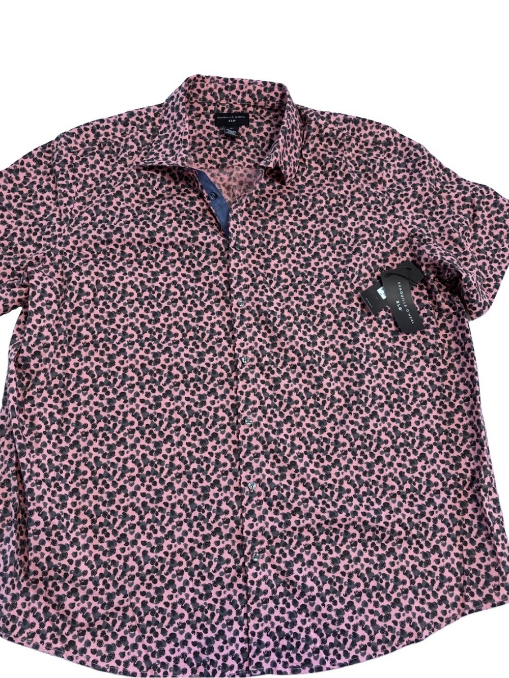 Shaquille O’Neal NWT Short Sleeve Pink/ Gray Abstract Print Shirt 3XLT